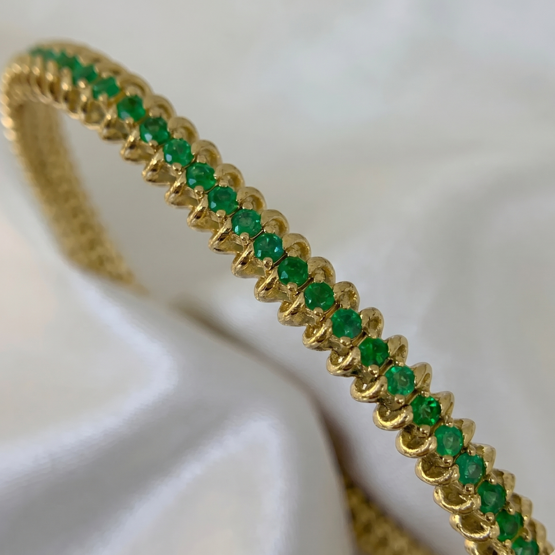 PULSERA CIRCON ESMERALDERO EN ORO LAMINADO 18K